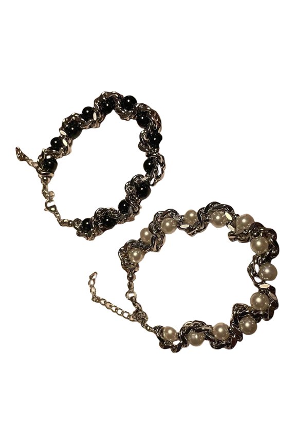 Modern Industrial Stainless Steel Beaded Bracelet Handcrafted Gothic Chain Jewelry