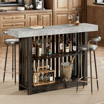 Modern Industrial Two-Tier Bar Table 63" Counter Height Design with Integrated Storage Shelves, Perfect for Dining & Entertaining