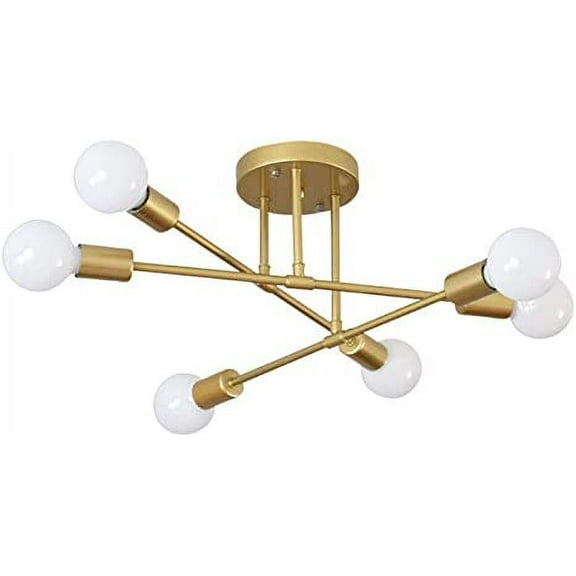 Modern Industry Sputnik Chandelier,Flush Mount Ceiling Light Fixture,Glass Shade Chandelier,Mid Century During Lighting,Pendant Light for Living Room Bedroom Bathroom Kitchen,Golden,7020Cm