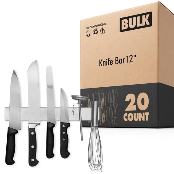 Modern Innovations 12 Inch Stainless Steel Magnetic Knife Bar, Multipurpose Knife Holder, Knife Rack, Kitchen Utensil Holder, Tool Holder, Art Supply Organizer (20 Count)