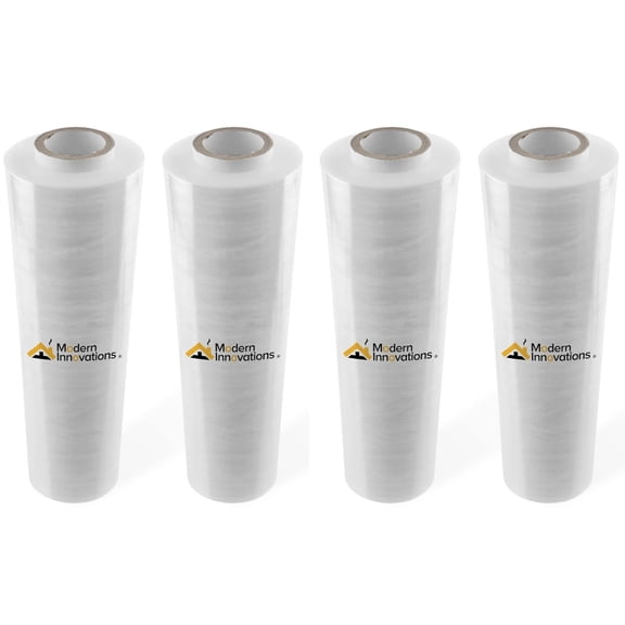 Modern Innovations 15 Inch Clear Stretch Wrap Replacement Roll (4 Refill Rolls-4000 Feet) No Handle, Shrink Wrap for Moving, Packing Supplies for Wrapping Furniture, Plastic Pallet Cling