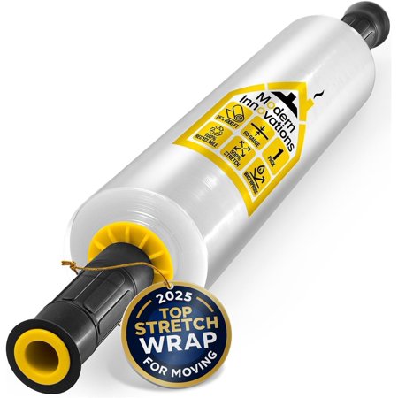Modern Innovations 15 Inch Clear Stretch Wrap Replacement Roll (4 Refill Rolls-4000 Feet) No Handle, Shrink Wrap for Moving, Packing Supplies for Wrapping Furniture, Plastic Pallet Cling