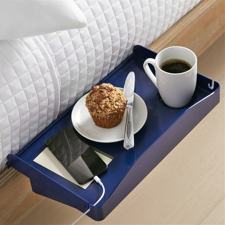 Modern Innovations Bedside Shelf for Bed College Dorm Room Bunk Bed Shelf for Top Bunk Clip On Nightstand Tray with Cord and Cup Holder Bunkbed Caddy for Table Storage Navy Walmart