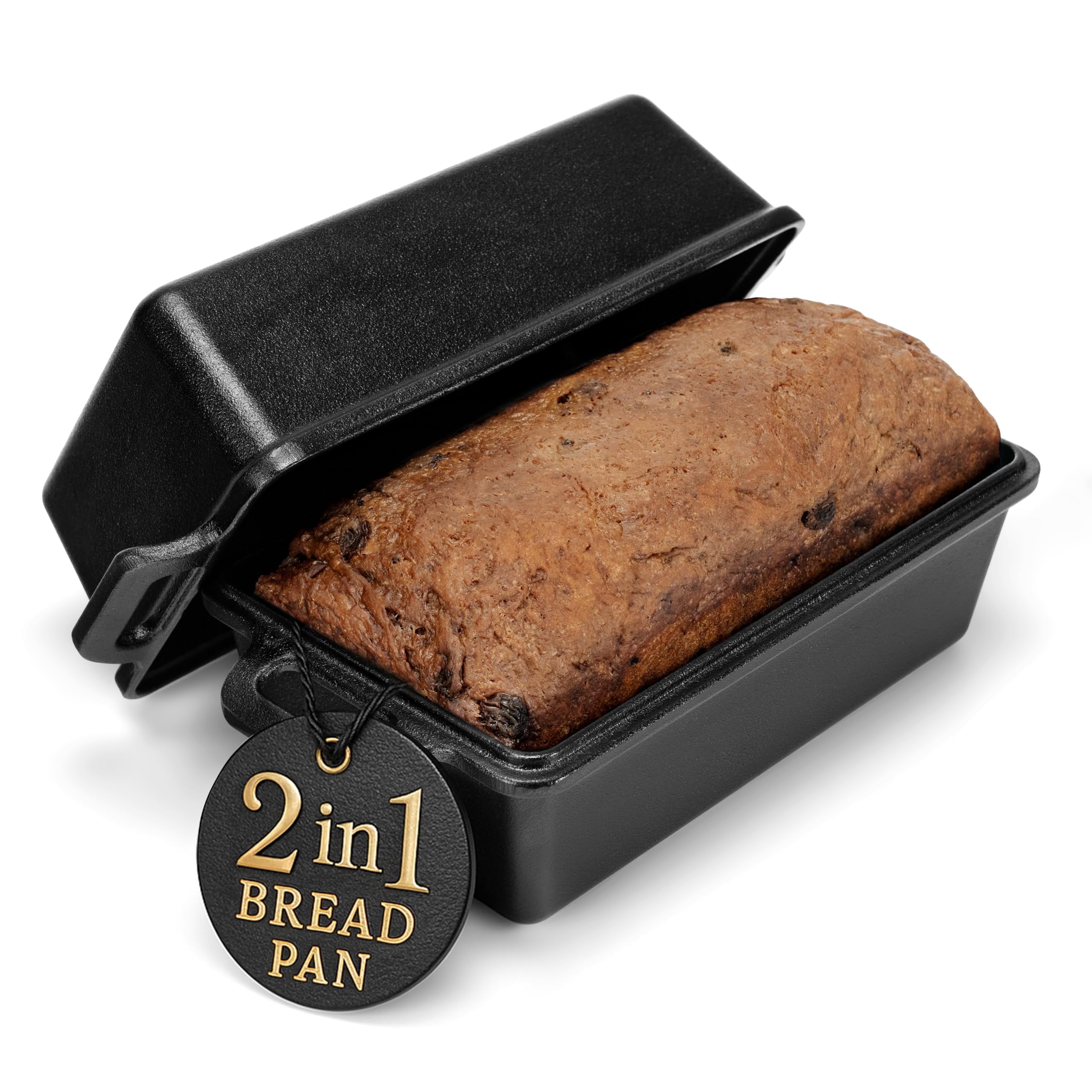 Modern Innovations Cast Iron Bread Pan with Lid 9x5 Inch, Pre-Seasoned ...