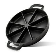 Modern Innovations Classic Cast Iron Wedge Pan, Non-Stick Cornbread Skillet with Easy Transport Handles, 8 Slice Divided Cast Iron Baking Pan for Scones, Biscuits, Breads & Desserts