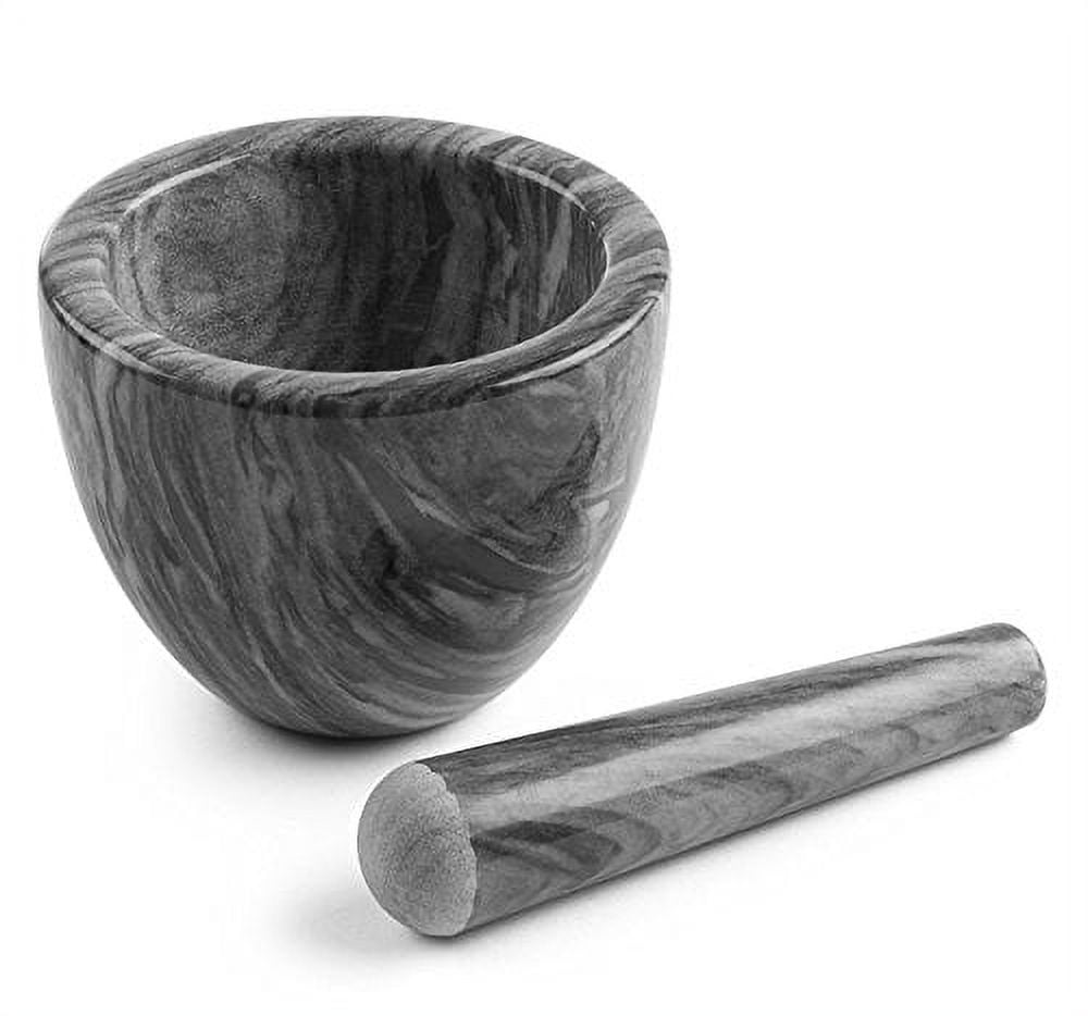 Modern Innovations Grey Marble Mortar and Pestle Bowl Set Natural Stone Grinder for Spices, Seasonings, Pastes, Pestos and Guacamole