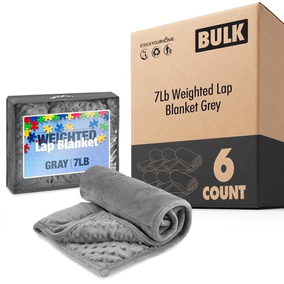Modern Innovations Kidaddle 7 lb Weighted Blanket (Grey), Plush Minky Lap Pad with Sensory Support, Giftable Weighted Blanket with Travel Bag for Ages 6 to 12 (6 Pack)