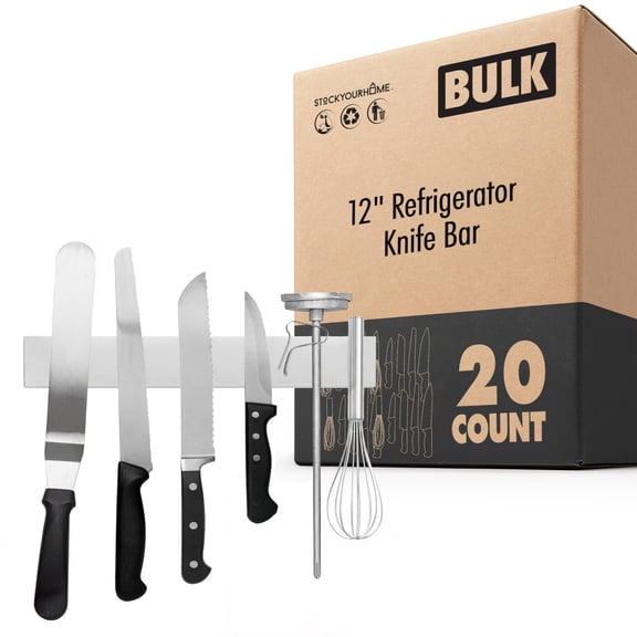 Modern Innovations Magnetic Knife Holder 12 Inch (20 Count), Stainless Steel Magnet Strip for Refrigerator or Wall, Knife and Utensil Rack, No Drilling Required