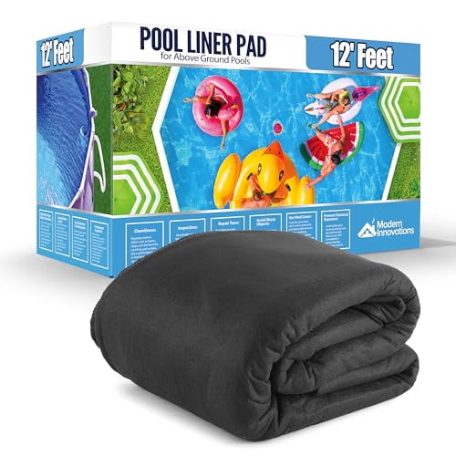 Above Ground Pool Liner Pad, 12' Foot Round, Pre-Cut Heavy Duty Outdoor Pool Pads for Above Ground Pools, Black Swimming Pool Liners for Padding and Protection, Thick Pool Mats to Prevent Punctures