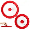 thumbnail image 1 of Modern Innovations Universal Lids (Set of 2) Fits 7 to 12-Inch Cookware, Silicone Replacement Pan Lid, Glass Top Covers for Skillets, Pots, Frying Pans, Cast Iron - Red, 1 of 7