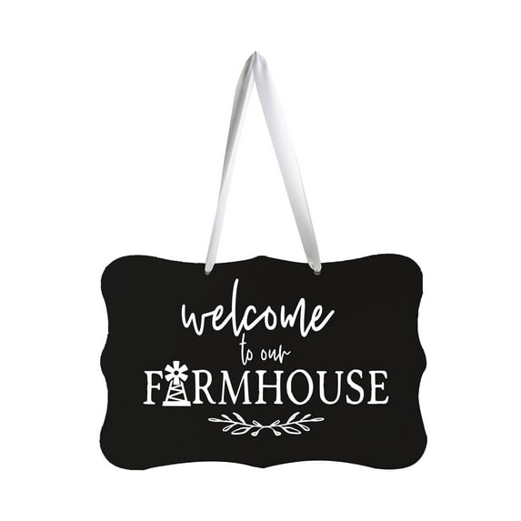 Modern Inspirational Wooden Wall Hanging Sign for Home Decorations 8x12 - Welcome To Our Farmhouse (Leaf)
