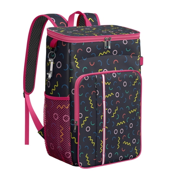 Modern Insulated Backpack Cooler 20L - Soft Cooler Bag for Camping & Beach - Artistic Colorful Abstract Design with Multiple Pockets