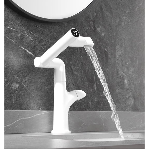 Modern Intelligent Digital Display LED Basin Faucet Bathroom 360° Rotation Wash Hot and Cold Water Sink Mixer Taps Kitchen Tap