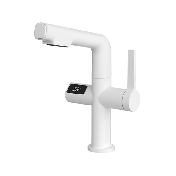 Modern Intelligent Digital Display Waterfall Taps, Sink Faucet 360 Pull Out Basin Faucets, Bathroom Faucet Water Mixer