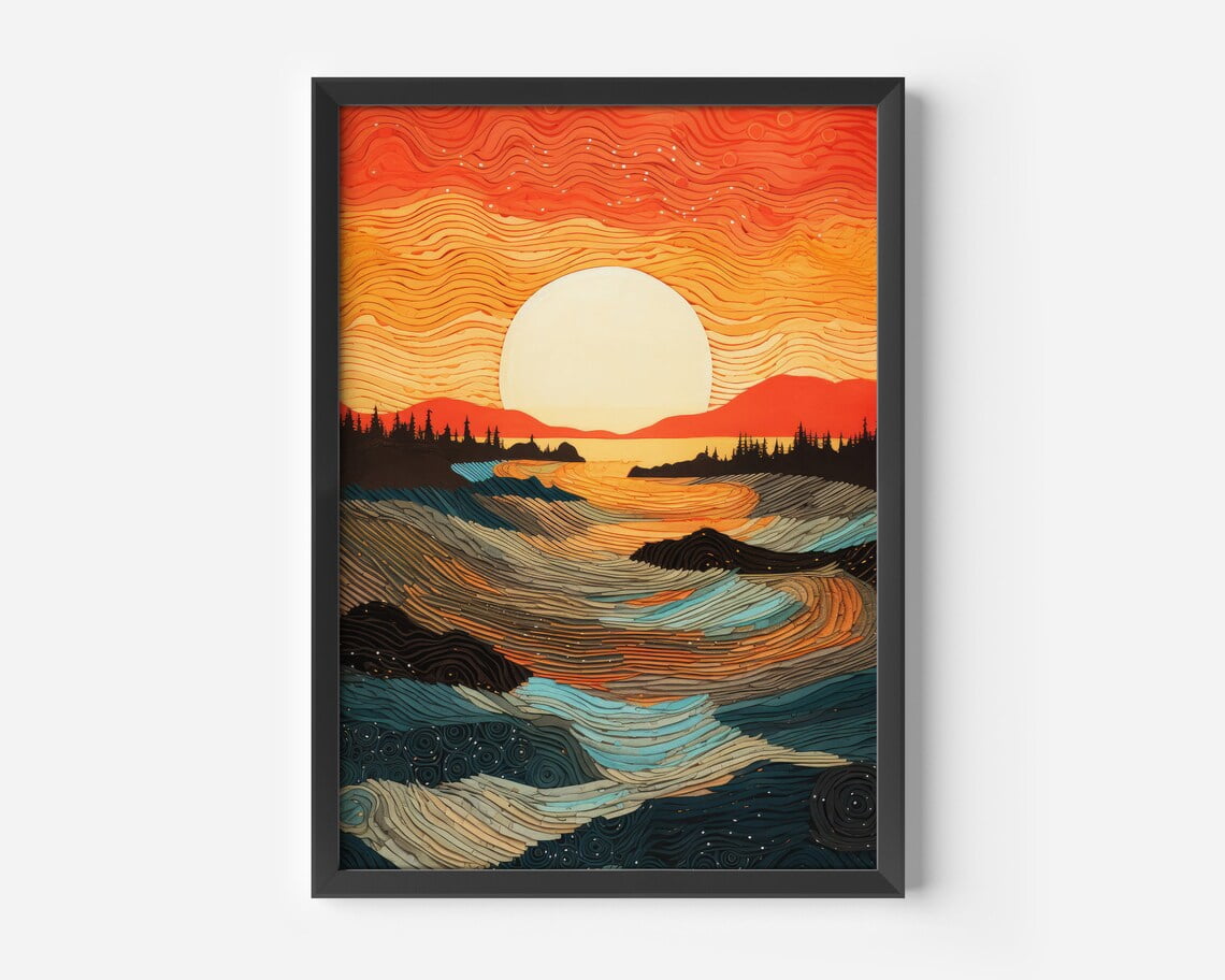 Modern Interior Design Poster, Unique Sunset, Natural Scenery With ...