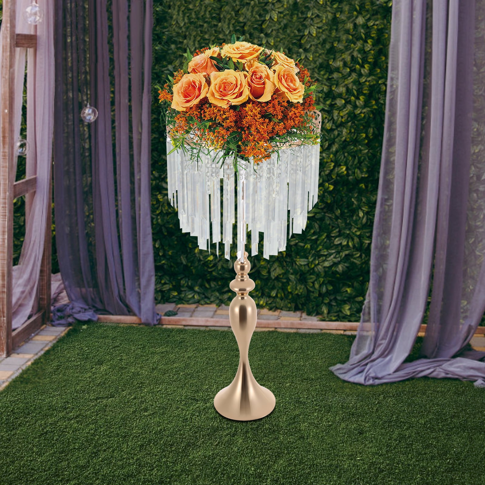 Modern Iron & Acrylic Floor/Tabletop Flower Holder for Fresh/Artificial/Silk Flowers Bouquet Display Photography Background