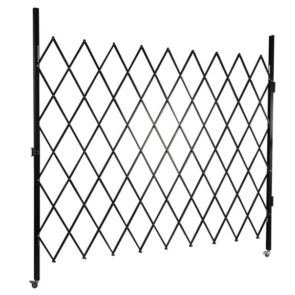 Modern Iron Aluminum Alloy Folding Security Gate - Diamond Pattern Wall Mount Barrier with Universal Wheels for Home & Business
