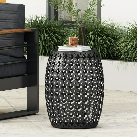 Modern Iron End Table Black No Assembly Needed
