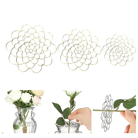 Modern Iron Flower Arrangement Stand - 3-Piece Set of Decorative Metal Flower Shaping Supports for Vases | Sturdy Floral Display Holder for Home & Wedding Decor