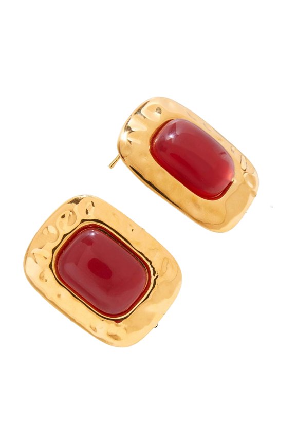 Modern Irregular Shaped Earrings Metallic Resin Accents Sturdy Stainless Steel Construction Comfortable Wear For Daily Outfits