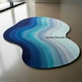 thumbnail image 1 of Modern Irregular Shaped Hand Tufted Rug – Blue Rainbow Area Carpet for Bedroom Decor, 1 of 5