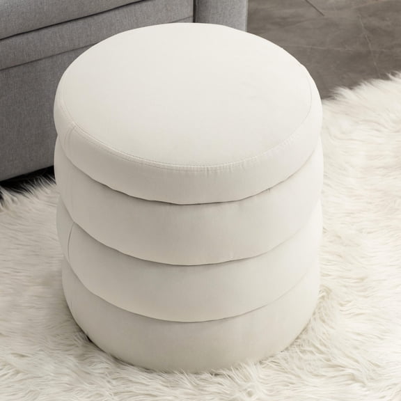 Modern Ivory Footstool, 16.93" Width / Suitable for Bedroom