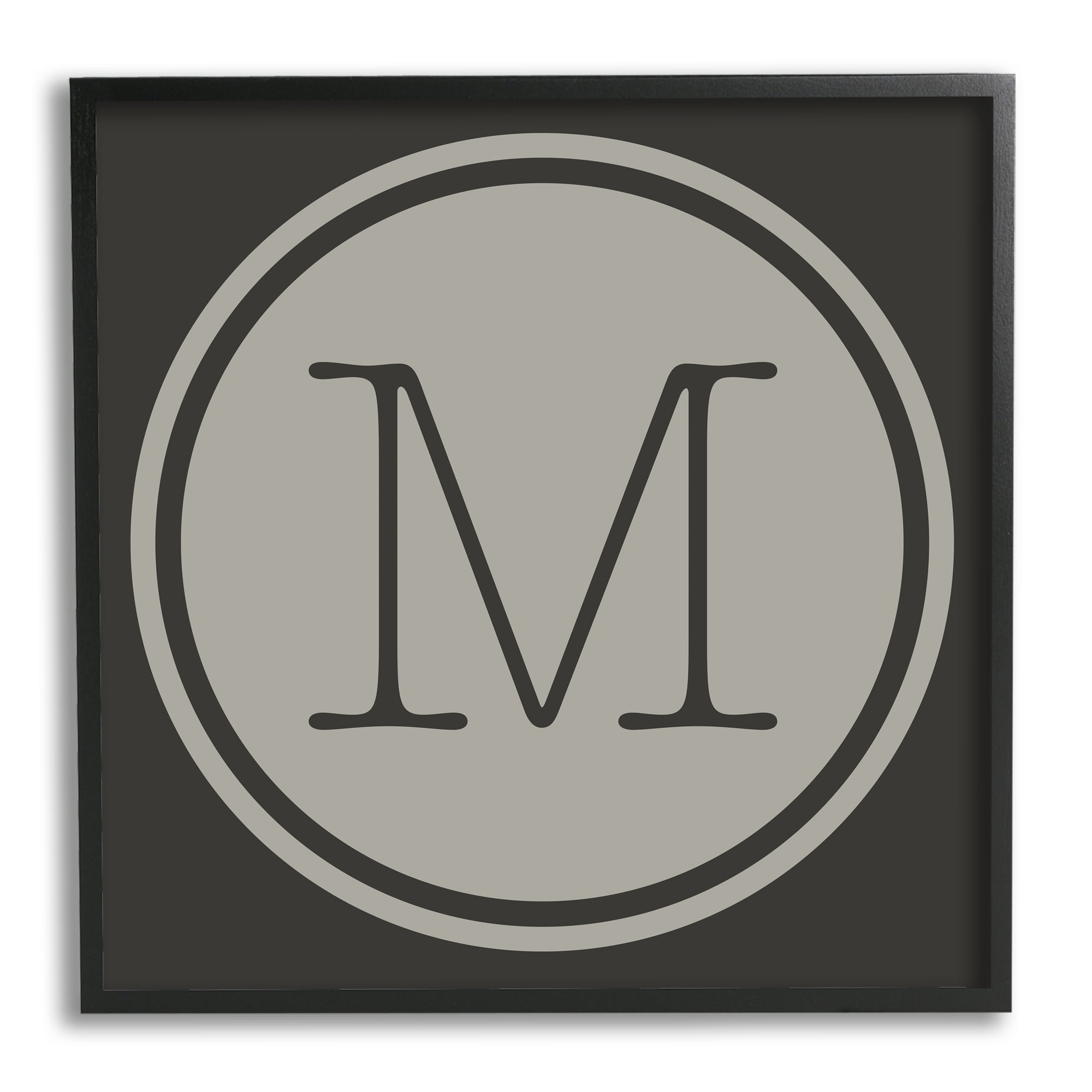 Modern J Initial Round Elevator Key Shape Typography Framed Art Print Wall Art, 17x17