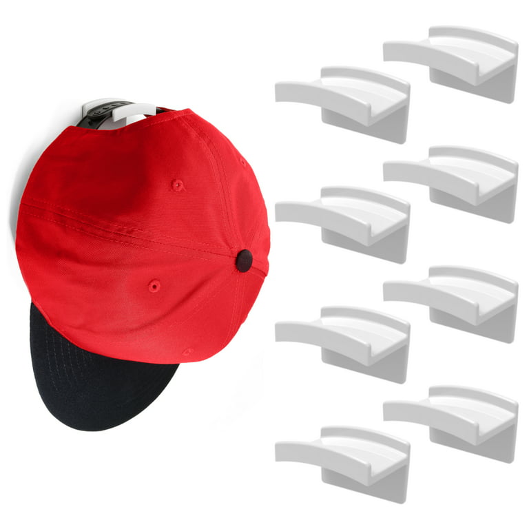 Modern JP Adhesive Hat Hooks for Wall, 8 Hooks, White, Minimalist