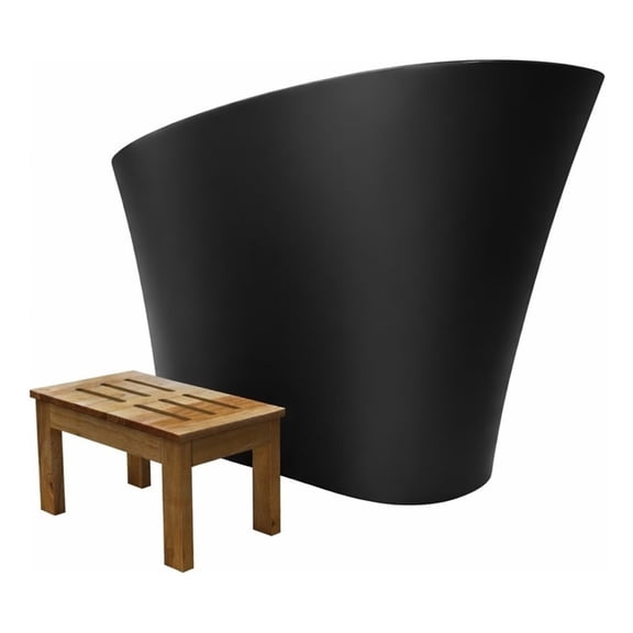 Modern Japanese Black Solid Surface Stone Soaking Bathtub-Perfect for Relaxation