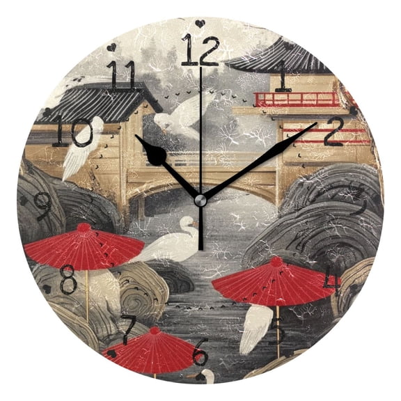 Modern Japanese Style Round Wall Clock Silent Battery Operated Home Decor for Living Room Bedroom