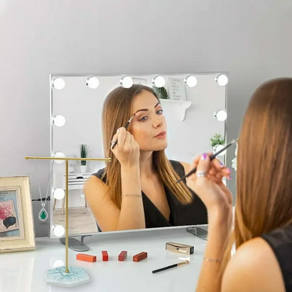 Modern Jewelry Stand | T-Shape Metal Display Rack with Stone Base for Organizing Necklaces Bracelets Earrings | Compact Dressing Table Organizer