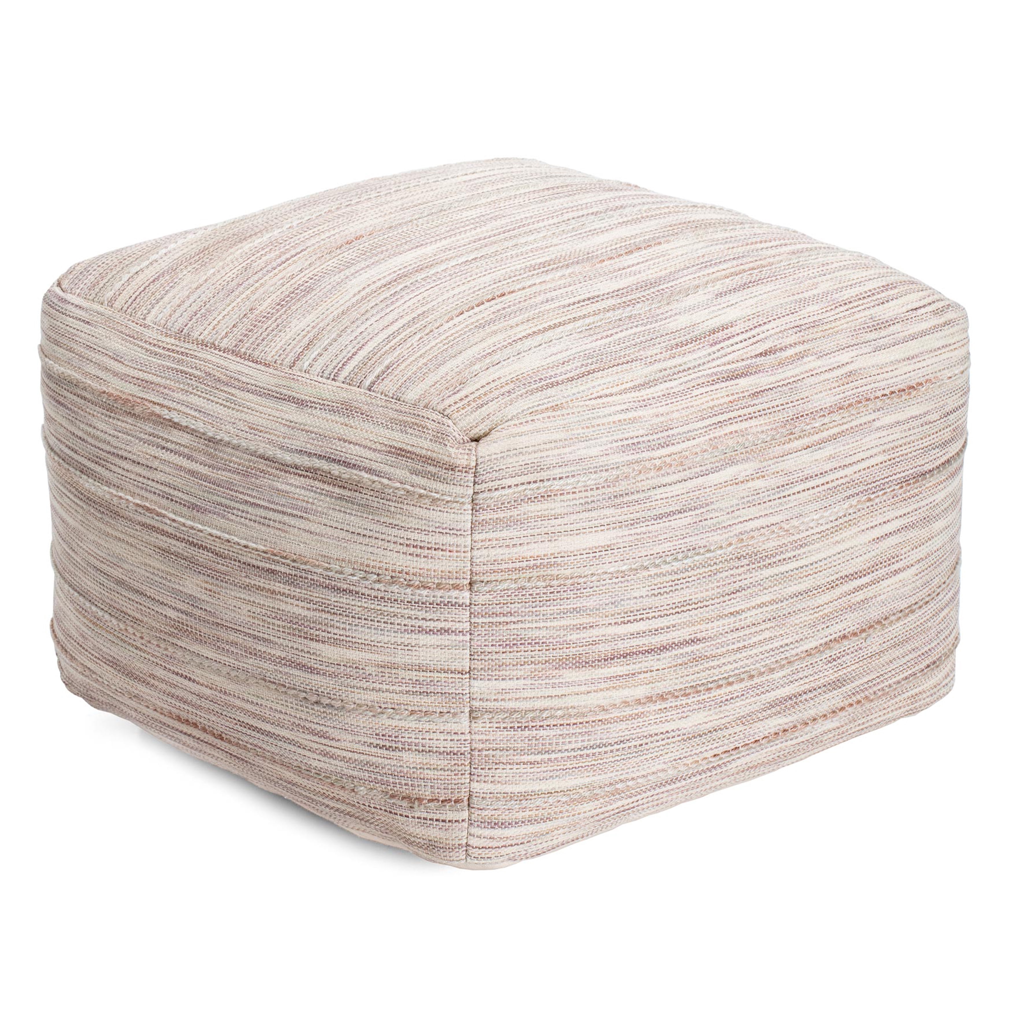 Modern Joya 22" Square Pouf Ottoman Gray and Mauve