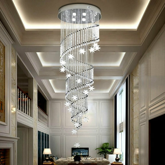 Modern K9 Crystal Spiral Raindrop Chandelier Lighting3Colors LED Chandelier Pendant Ceiling Light Fixture Lighting Hanging Lamp Adjustable LED Modern Crystal Chandelier Light Ceiling Villa Stairs
