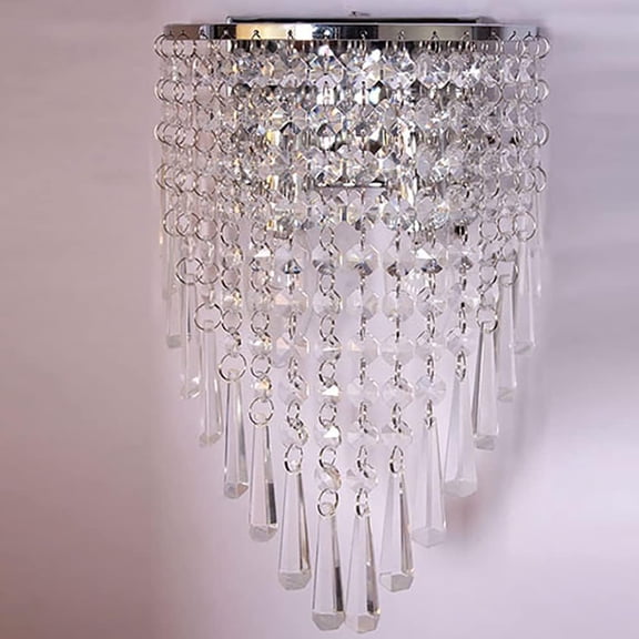 Modern K9 Crystal Wall Light, Luxury Chrome Finish Wall Sconce, 2-Light Bedside Wall Mount Indoor Lamp for Living Room Bedroom Hallway Foyer (Silver)