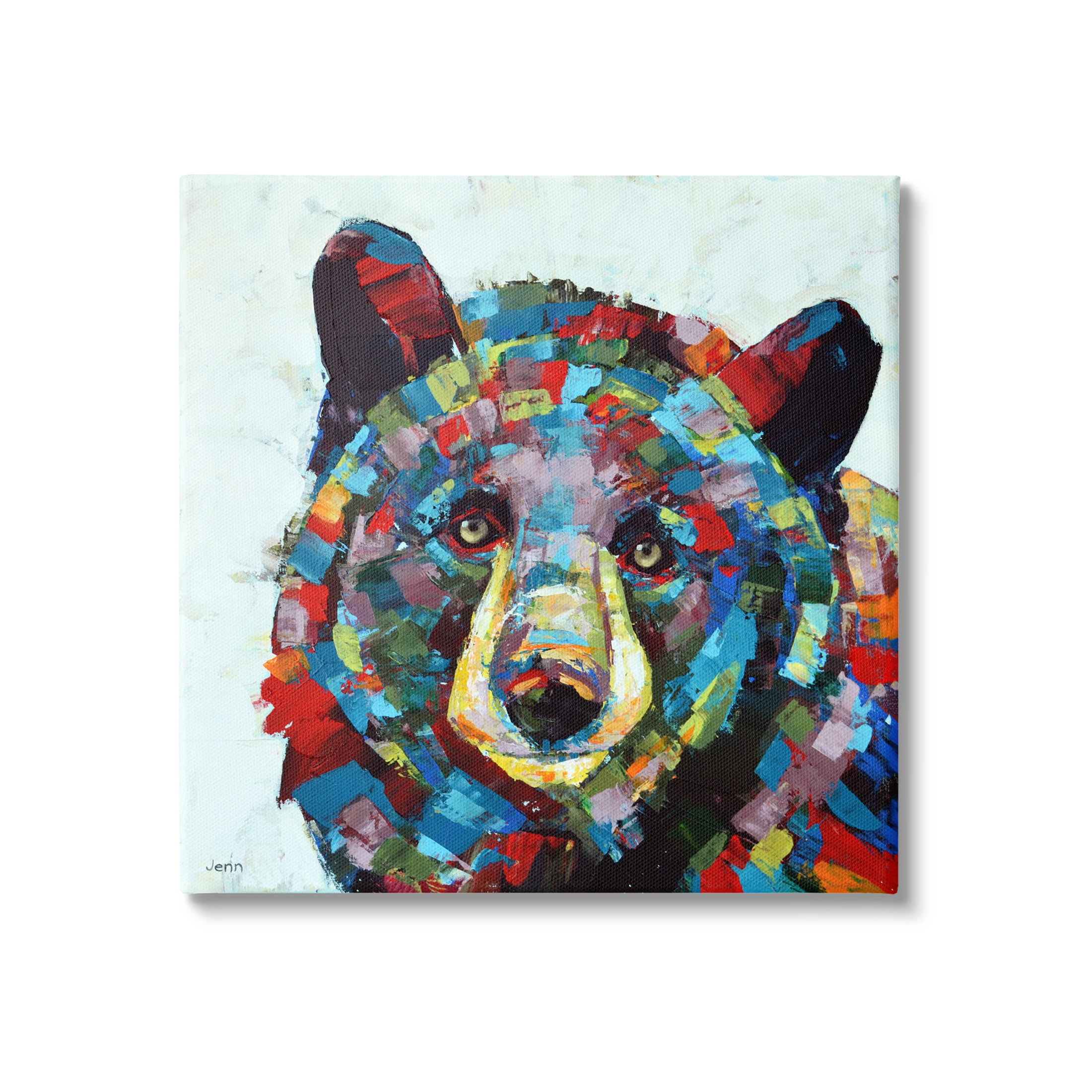 Modern Kaleidoscopic Bear Portrait Animals & Insects Painting Gallery Wrapped Canvas Print Wall Art