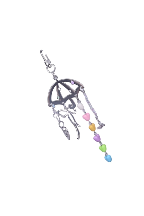 Modern Keychain with Heart Umbrella Tassels Lightweight Bag Charm Keyring Practical Accessory For Bags And Purses