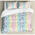 thumbnail image 1 of Modern King Size Duvet Cover Set, Rainbow Colored Ombre Bubbles and Rounds Circles in Wavy Shape Line Art Print Image, Decorative 3 Piece Bedding Set with 2 Pillow Shams, Multicolor, by Ambesonne, 1 of 3