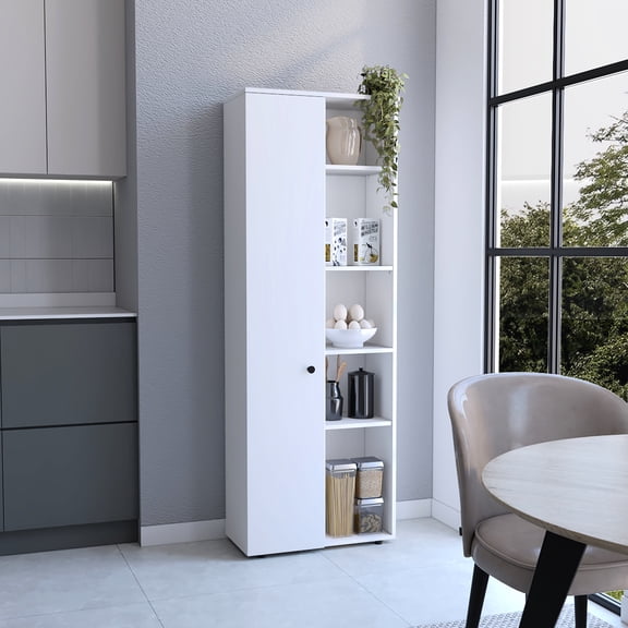 Modern Kitchen Cabinet Pantry - 70.1 In. Package Depth, Freestanding Design Engineered Wood Organizes Your With 10 Compartments