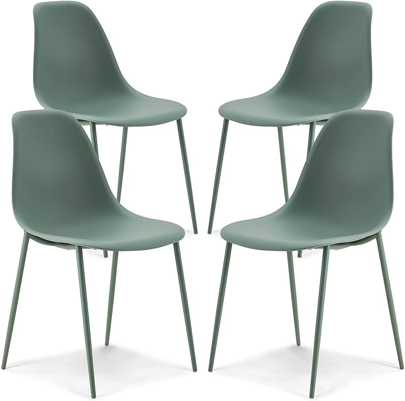 Modern Kitchen Chairs Set of 4 Plastic Dining Chair with Metal Legs Quick Assembly Simple