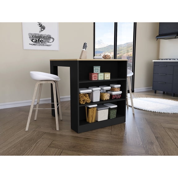 Modern Kitchen Countertop Table | Ideal for Auxiliary Dining and Object Storage | Particle Board Structure | Solves Lack of Dining and Storage Space in Kitchen