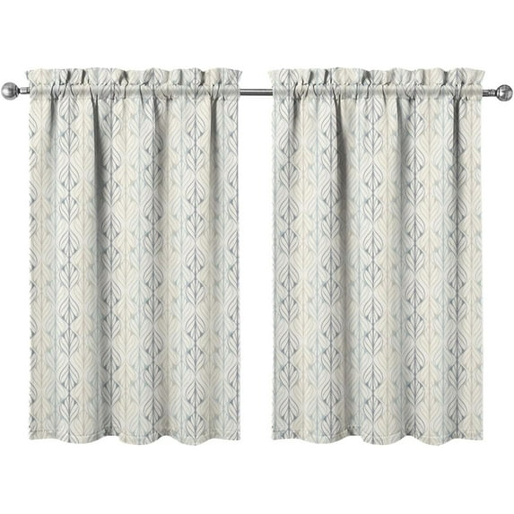 Modern Kitchen Curtains 24 Inch Length Geometric Boho Curtain Over Sink Spring Summer Small Short Tier for Bathroom Cafe Rod Pocket (2 Panels, 27.5" W x 24" L)