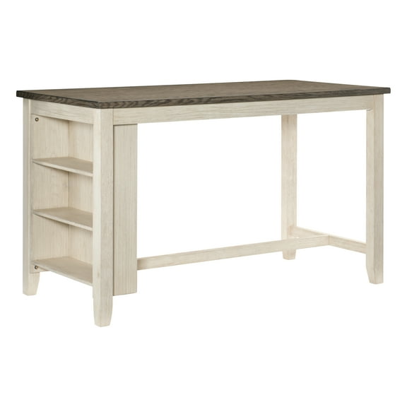 Modern Kitchen & Dining Counter Height Table With Shelving, Wood Ideal Option Rectangular Shelf Storage, Area