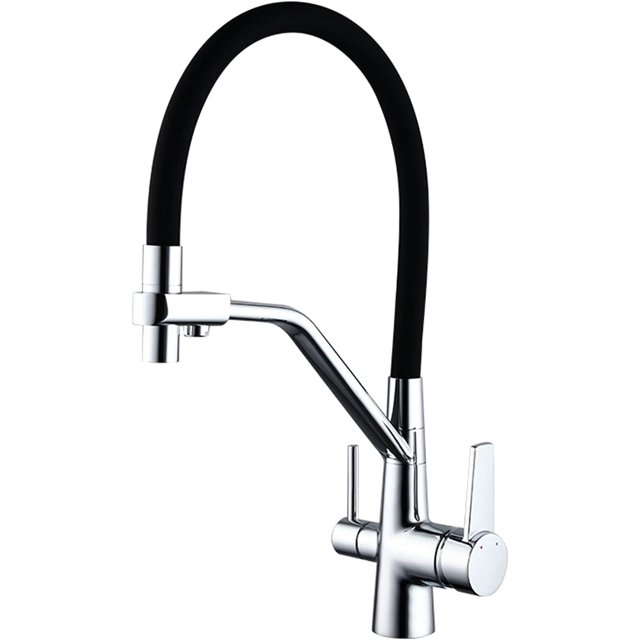 Modern Kitchen Faucet with Drinking Water Solid Brass Pull Out Swivel
