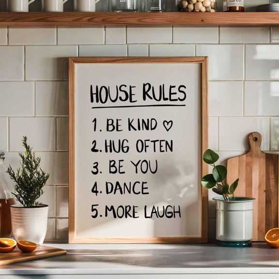 Modern Kitchen House Rules Breakfast Nook Decorative Design Accent Display Room Wall Art