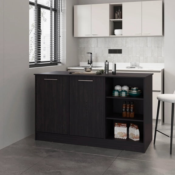 Modern Kitchen Island - 6-shelf, Open Storage, Versatile Feature Rectangular Shape, 6 Shelf Design