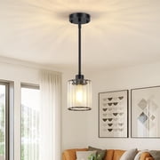 Modern Kitchen Island Lighting with Clear Crystal Shade Pendant Light Dinning Room Lighting Fixture, 1 Pack