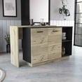 thumbnail image 1 of Modern Kitchen Island - Rectangular Shape With Two External Shelves And Double Door Cabinets In Black/ Oak Shade Design For Piece, 1 of 4