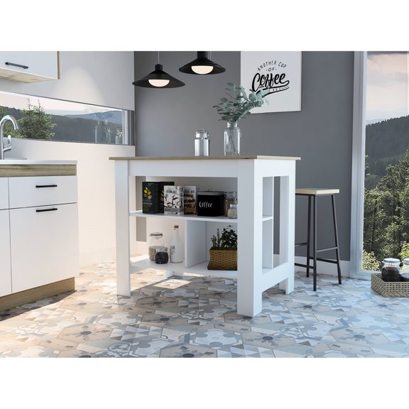 Modern Kitchen Island | Suitable for Dining Room, 3 Shelves for Spices | Particle Board Structure | Guards Against Bacteria