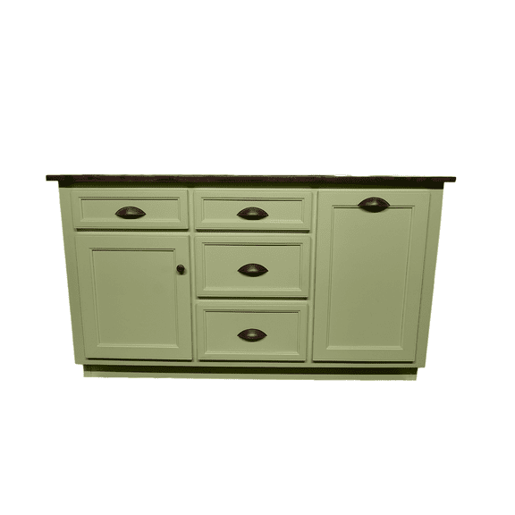 Modern Kitchen Island with Trash Bin compartment