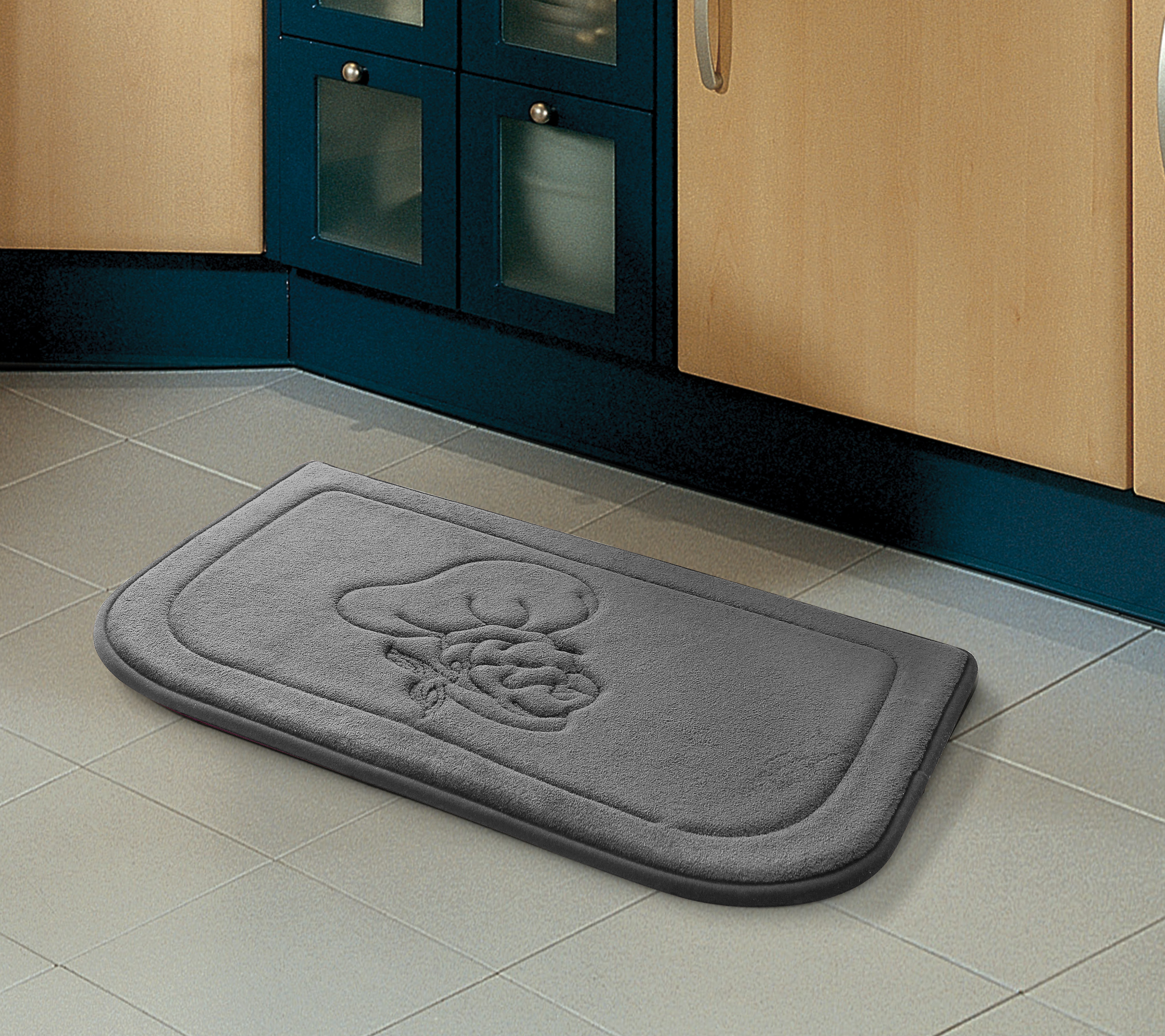 Modern Kitchen Memory Foam Floor Mat Rug 18 in. W x 27 in. L Head